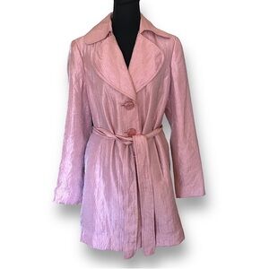 NINE WEST Pink Shimmering Wrap Trench Coat Vintage Size Medium B